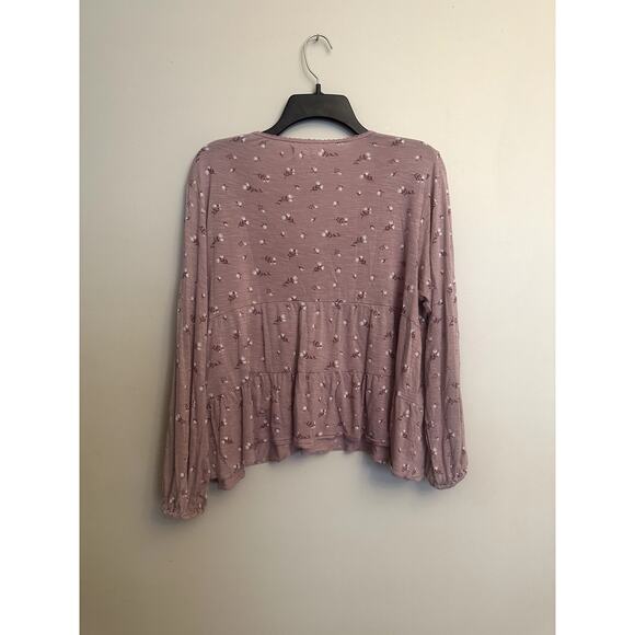 Lucky Brand Floral Long Sleeve Peplum Top – Size Large - Picture 5 of 5